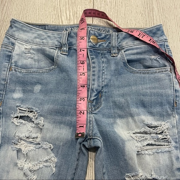 AMERICAN EAGLE Denim Hi-Rise Jeggings Distressed - Picture 4 of 10
